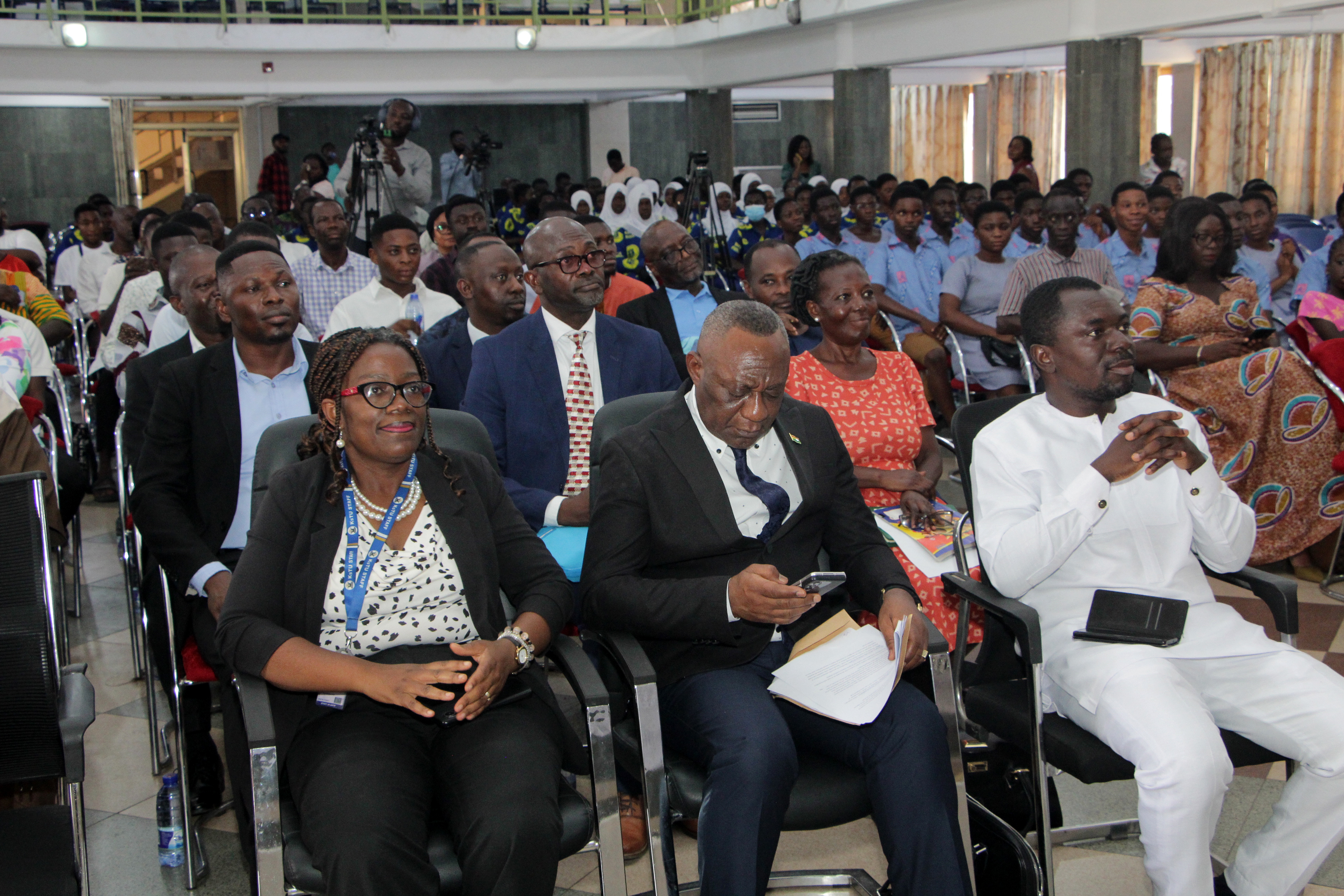 Picture: The Pro Vice-Chancellor of KsTU Ing Prof. Abena Obiri-Yeboah (left on the first row), seated with Dr. Henry K. Kokofu (middle) and Prof. Smart Sarpong (right) during the programme.